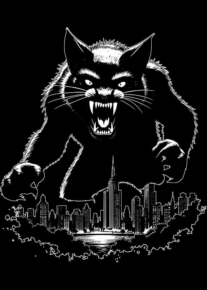 Giant Cat Over City