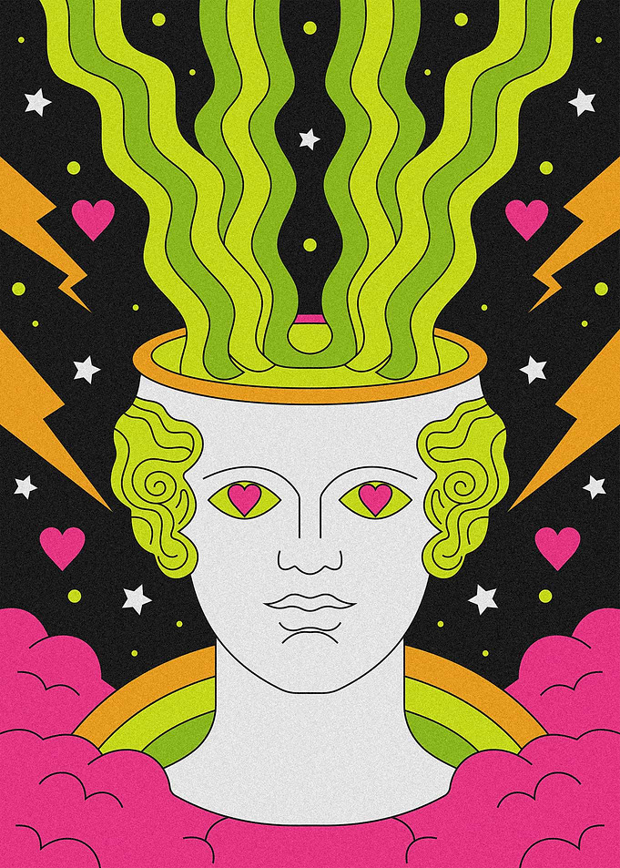 Psychedelic Greek Bust