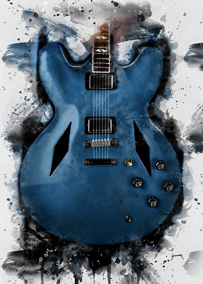 Diamond Electric Guitar Watercolor