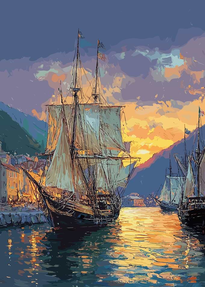 Sunset Sailboats