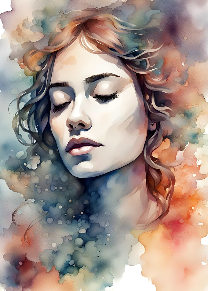Watercolor Portrait of Woman