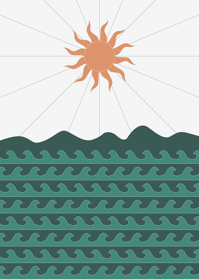 Sun and Waves Minimalist Art