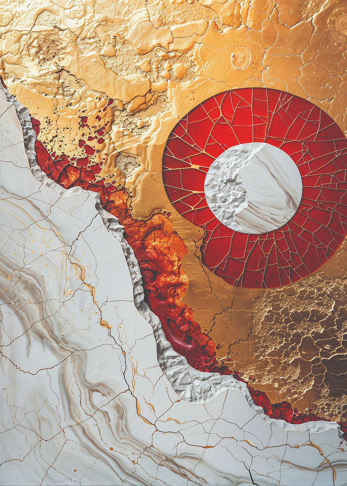 Abstract Red and Gold Art