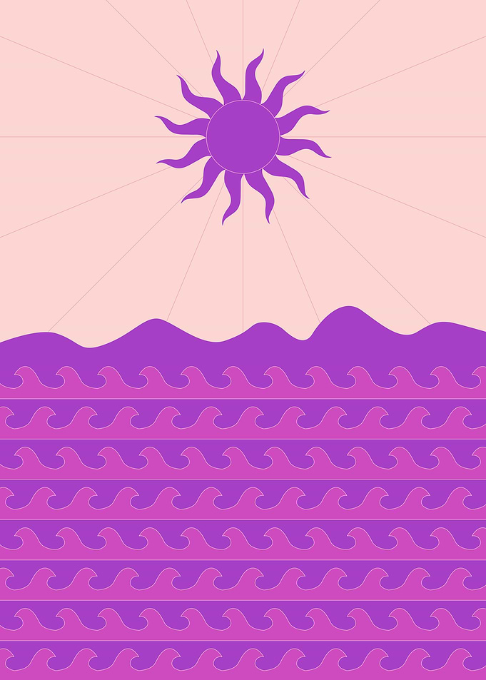 Purple Sun and Waves