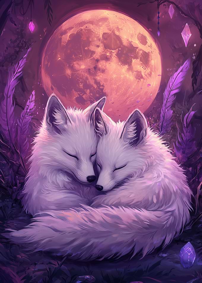 Foxes Under the Moon