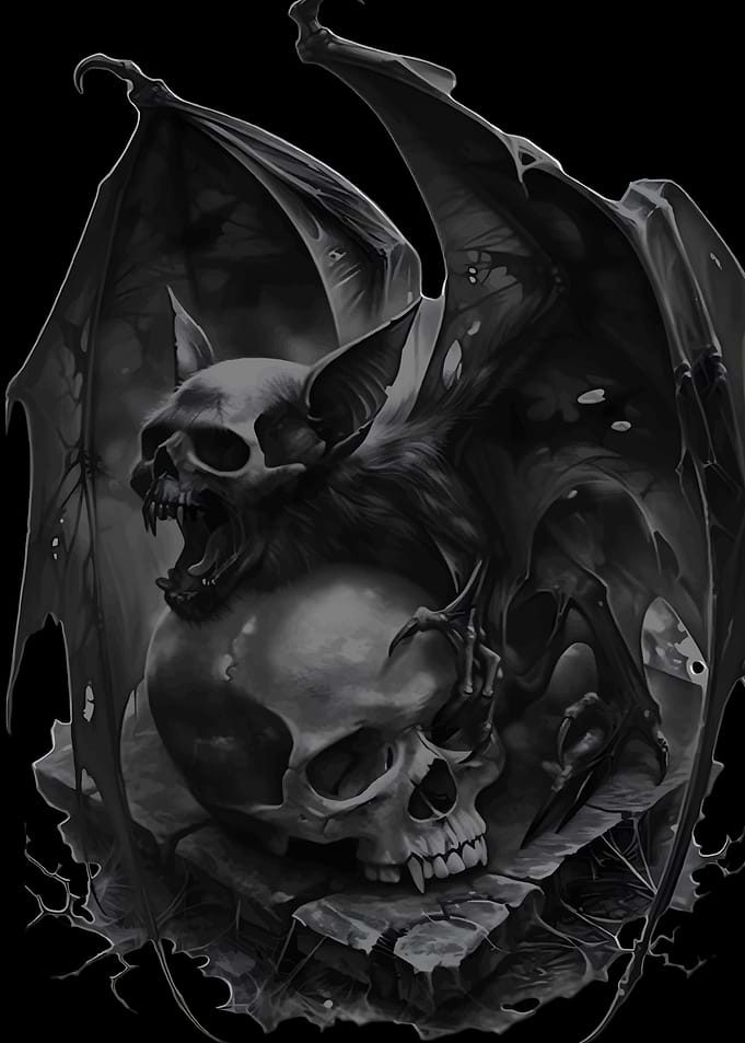 Bat Skull Gothic Art