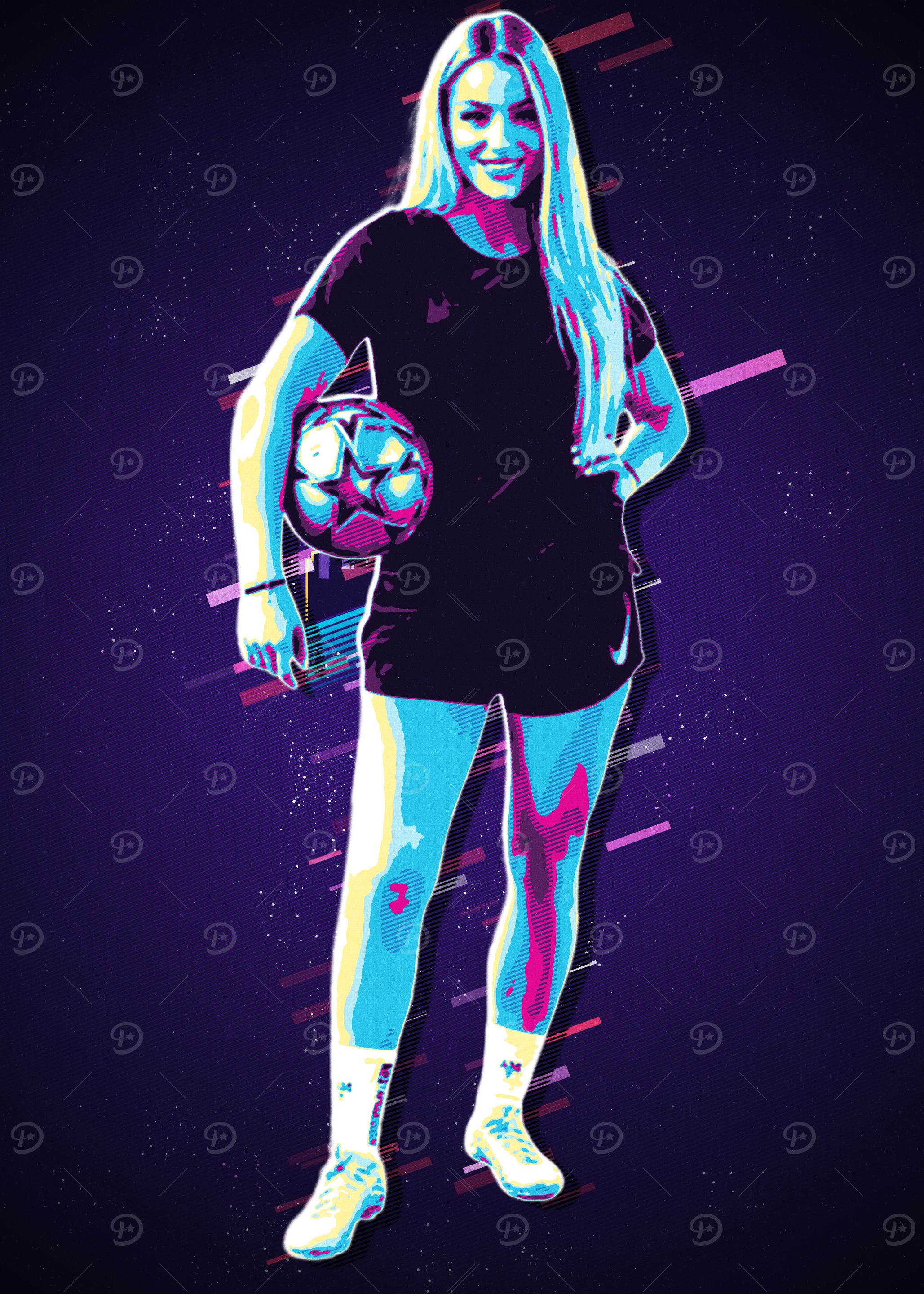 Female Soccer Player in Retro Style