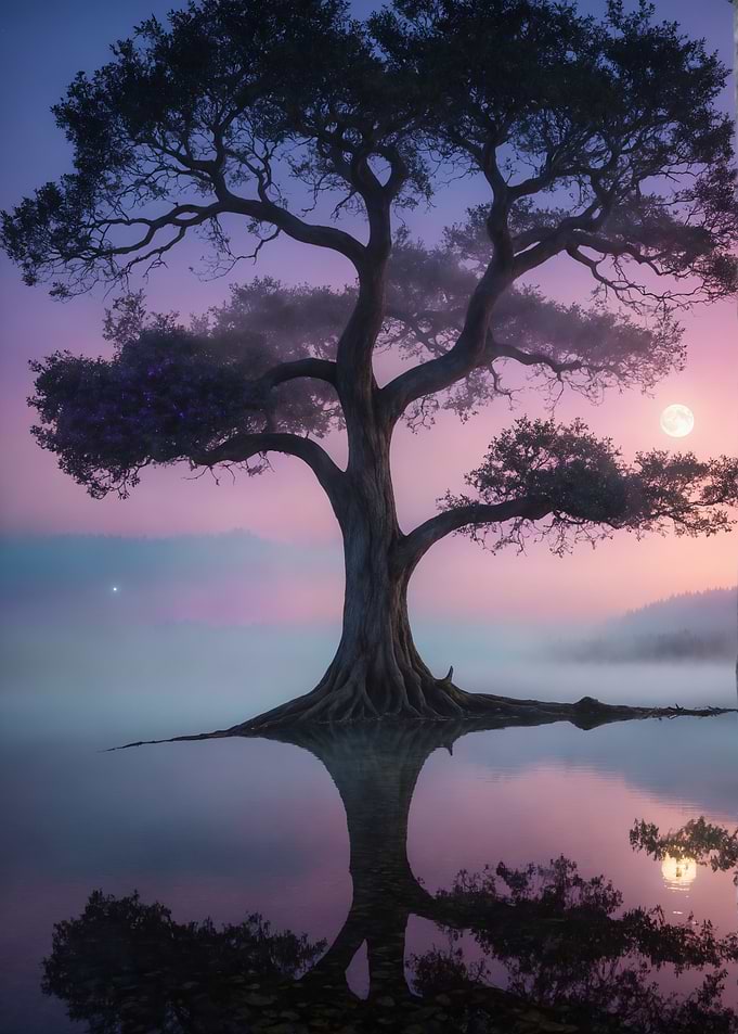 Silhouetted Tree at Dusk