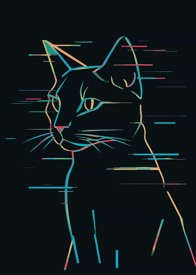 Glitch Cat Line Art