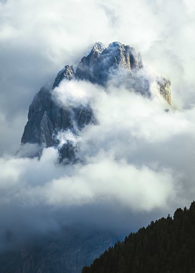 Mountain Peak in Clouds