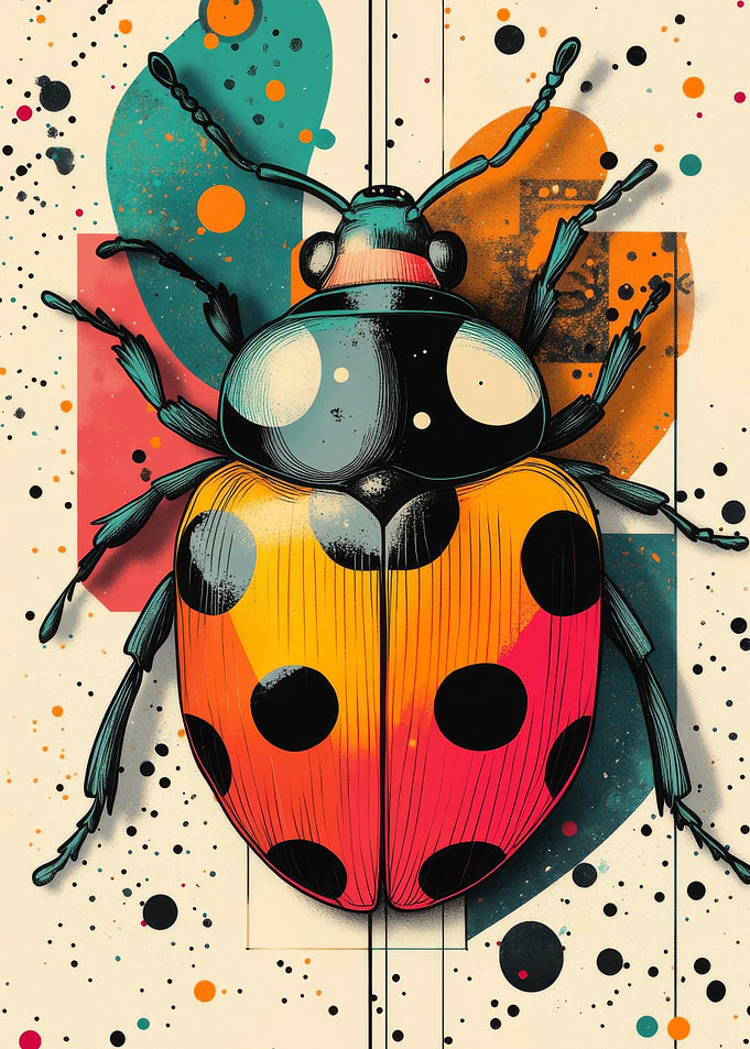 Ladybug Illustration | Vibrant Ladybug Artwork in Abstract Style
