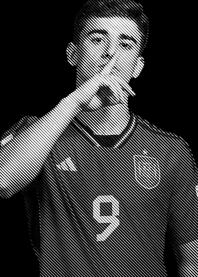Soccer Player in Halftone