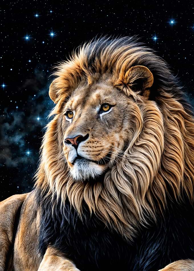 Majestic Lion Under Stars