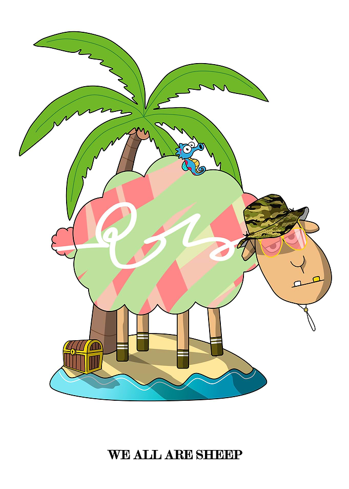 Sheep Island Illustration