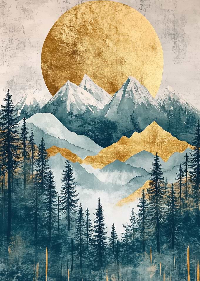 Golden Mountain Landscape