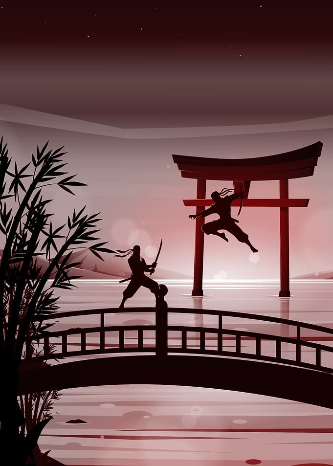 Samurai Duel at Sunset