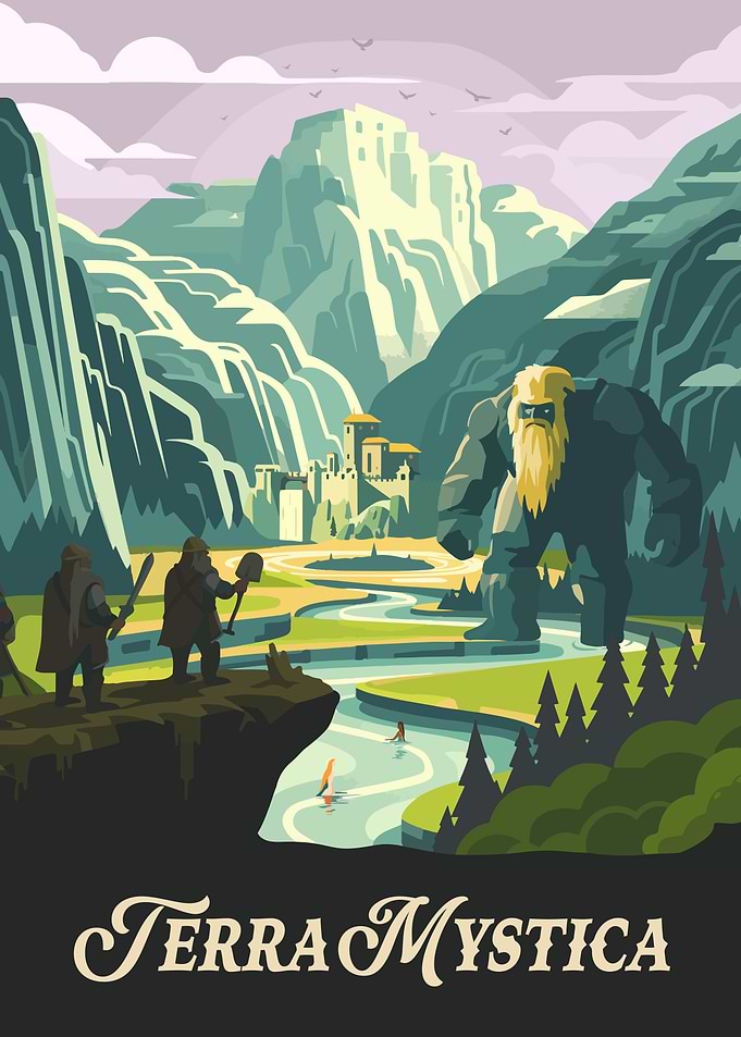 Terra Mystica Board Game Inspired Illustration Poster