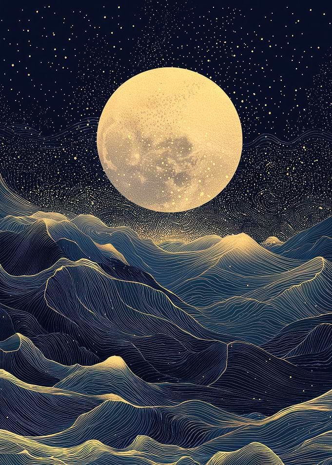 Moonlit Mountain Landscape
