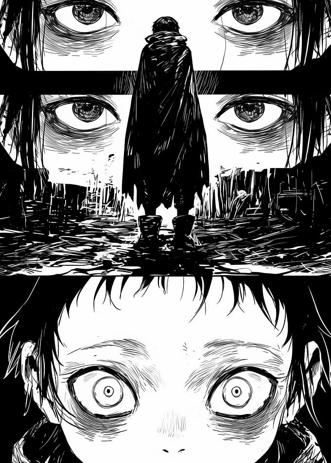 Manga Panel - Fearful Eyes