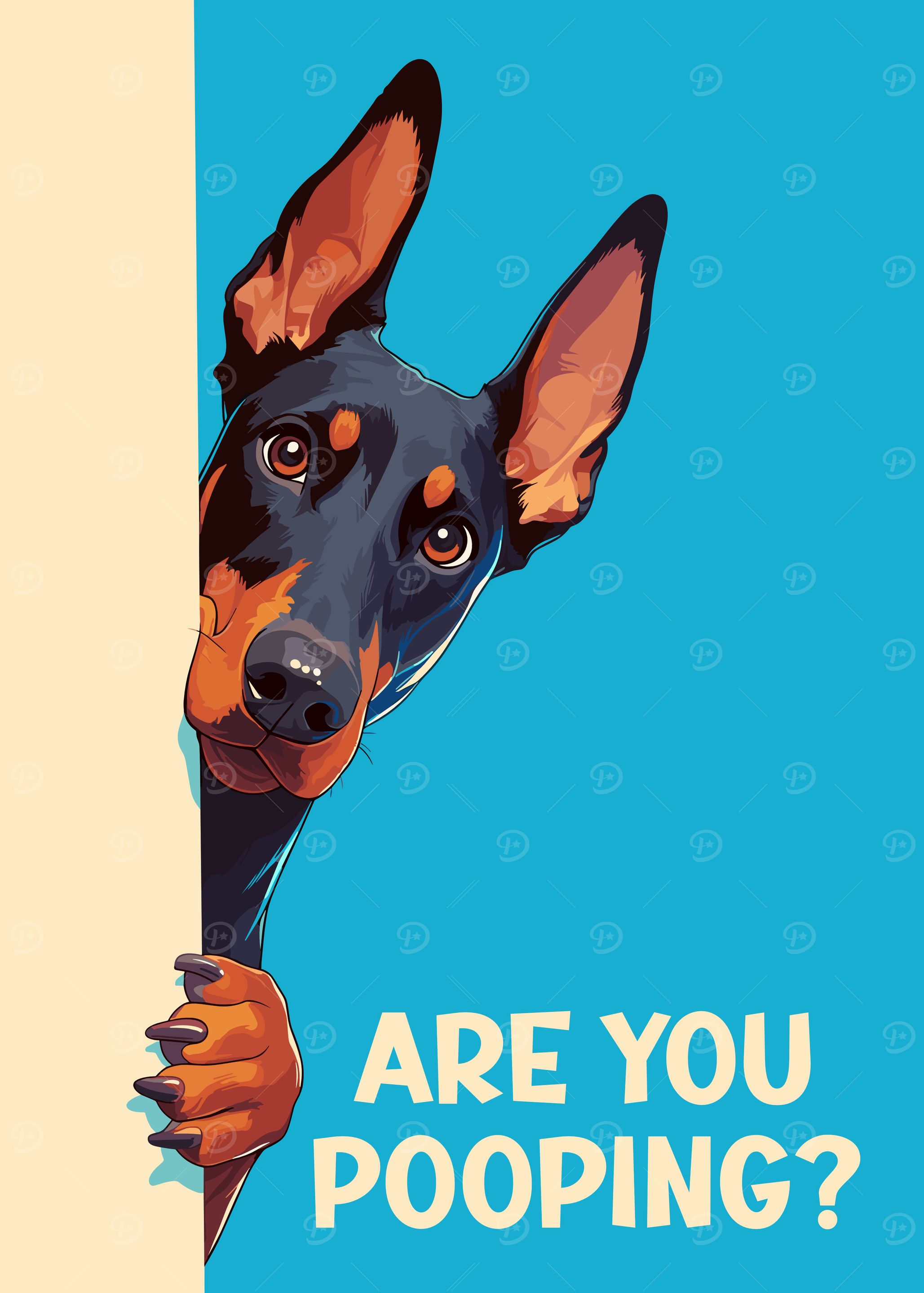 Doberman Peeking Are you Poopoing