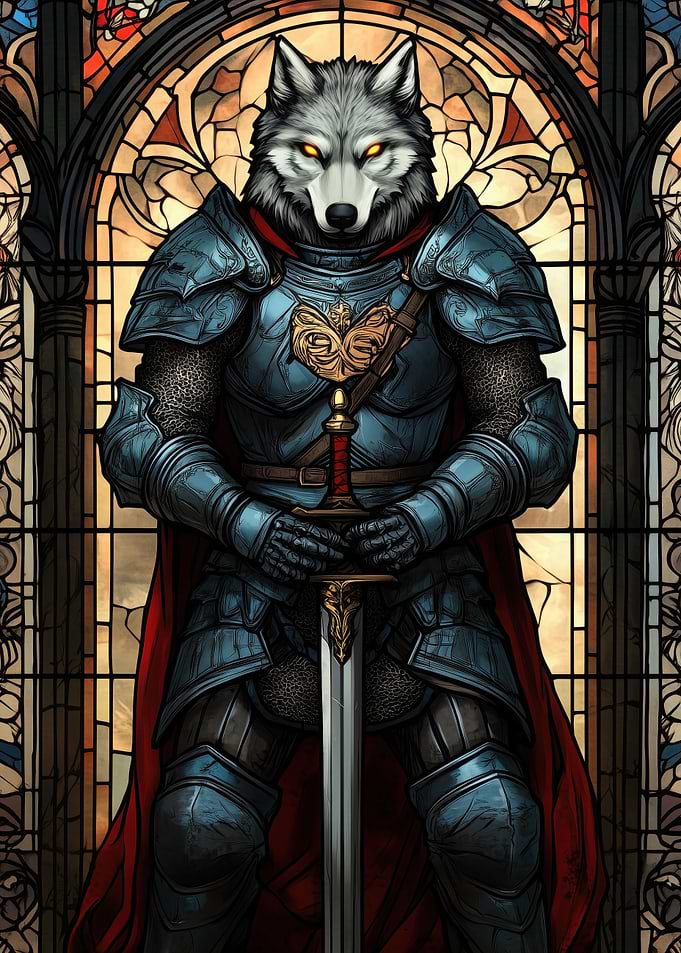 Wolf Knight Stained Glass