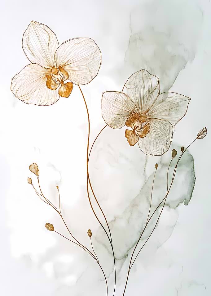 Orchid Line Art