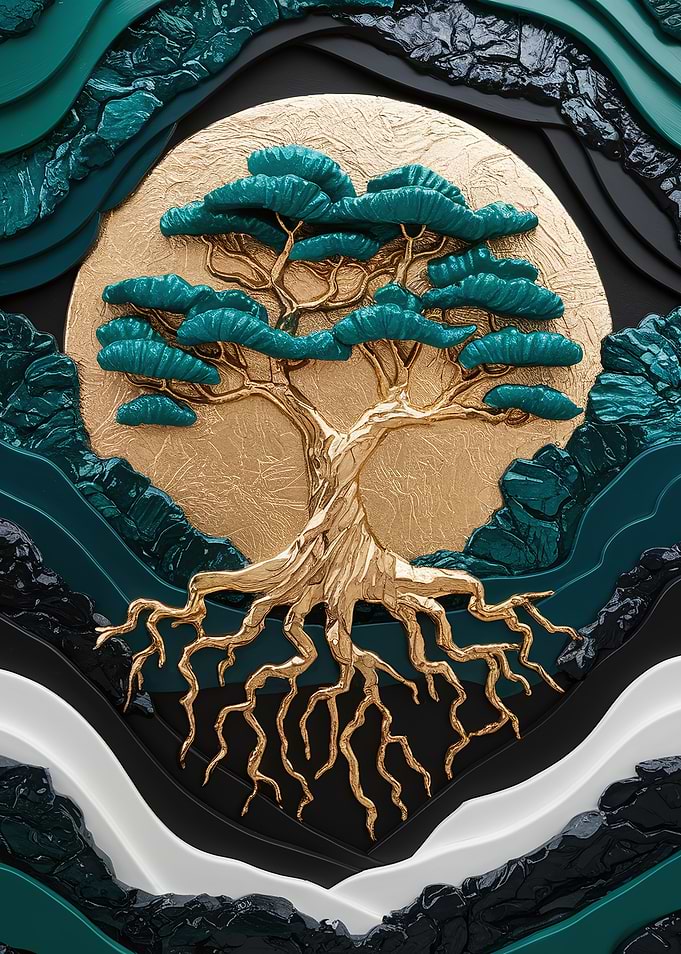 Modern Gold Bonsai Tree Art