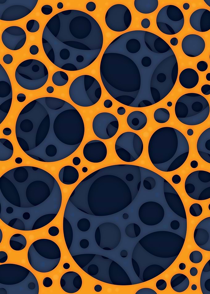 Sizzling Trippy Abstract Lava Holes Design Pattern In Orange And Blue