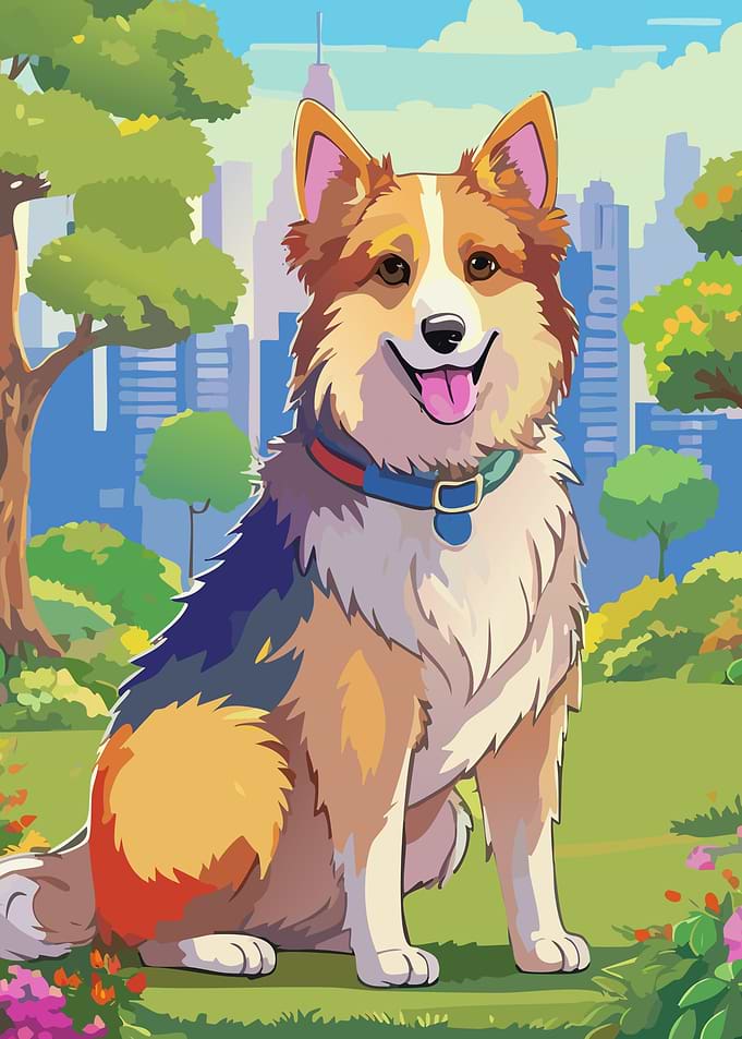 Smiling Dog in City Park