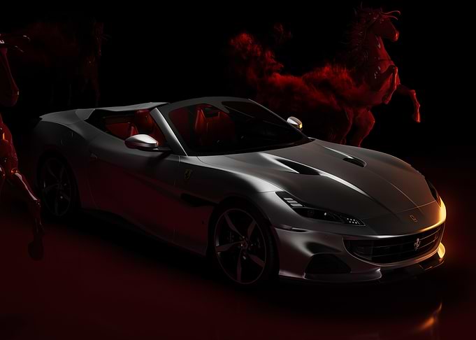 Ferrari Portofino M with Horses