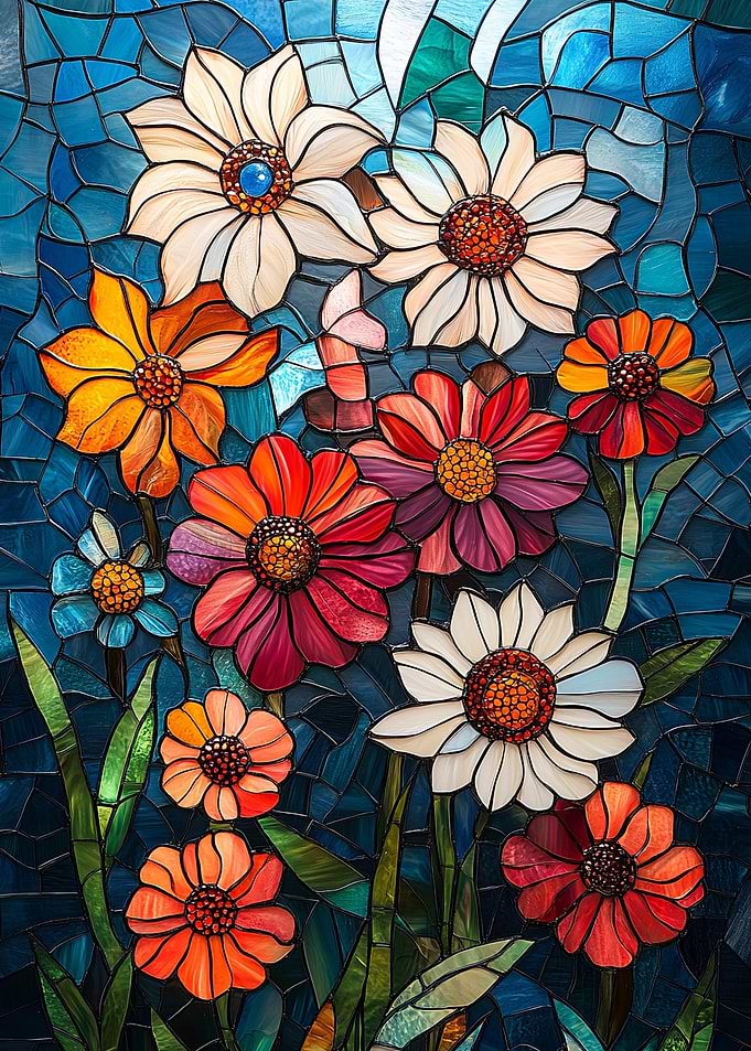 Stained Glass Floral Mosaic