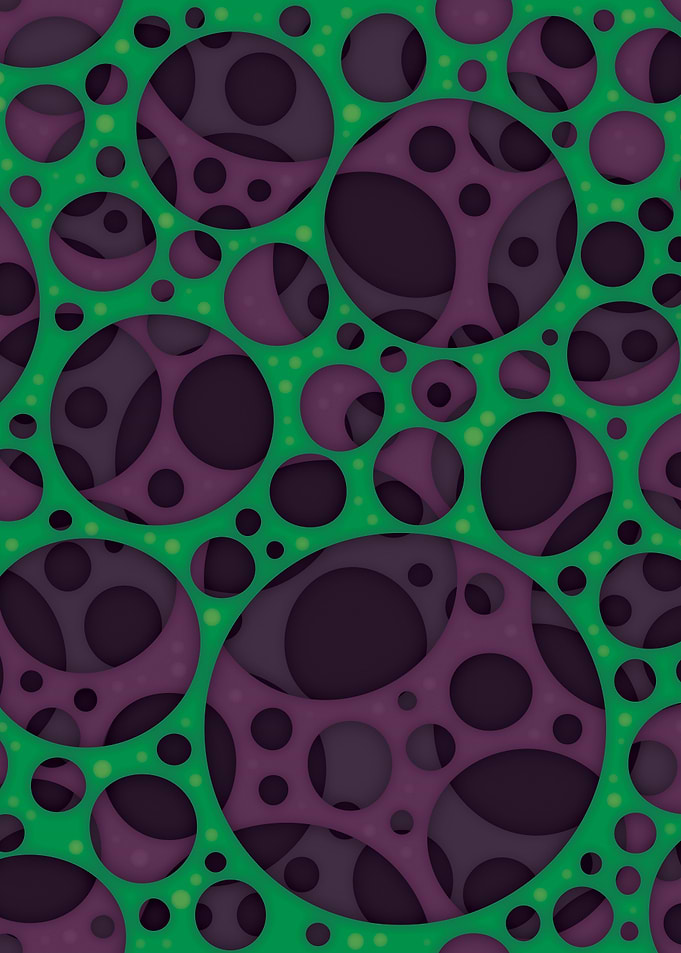 Wicked Trippy Abstract Slime Holes Design Pattern In Purple And Green