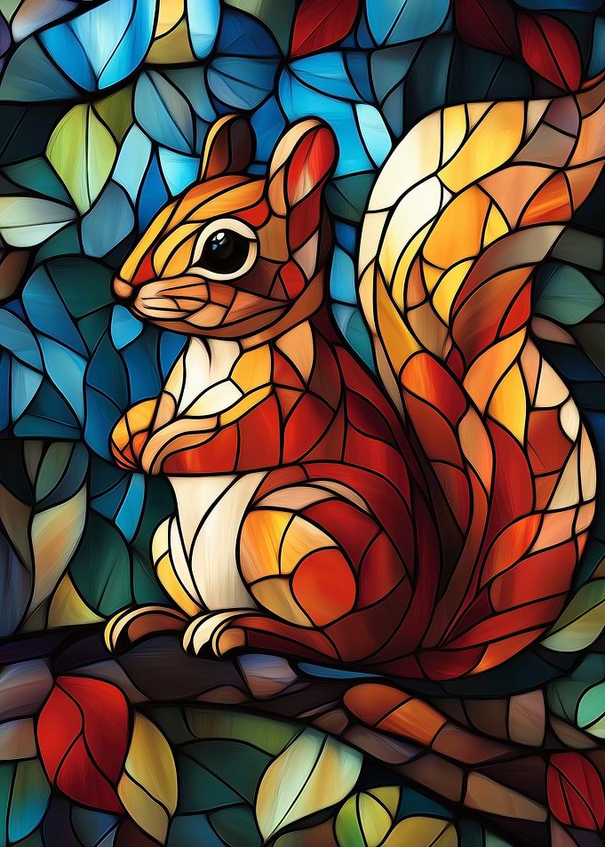 Stained Glass Squirrel
