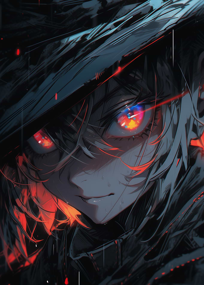 Anime Girl with Fiery Eyes