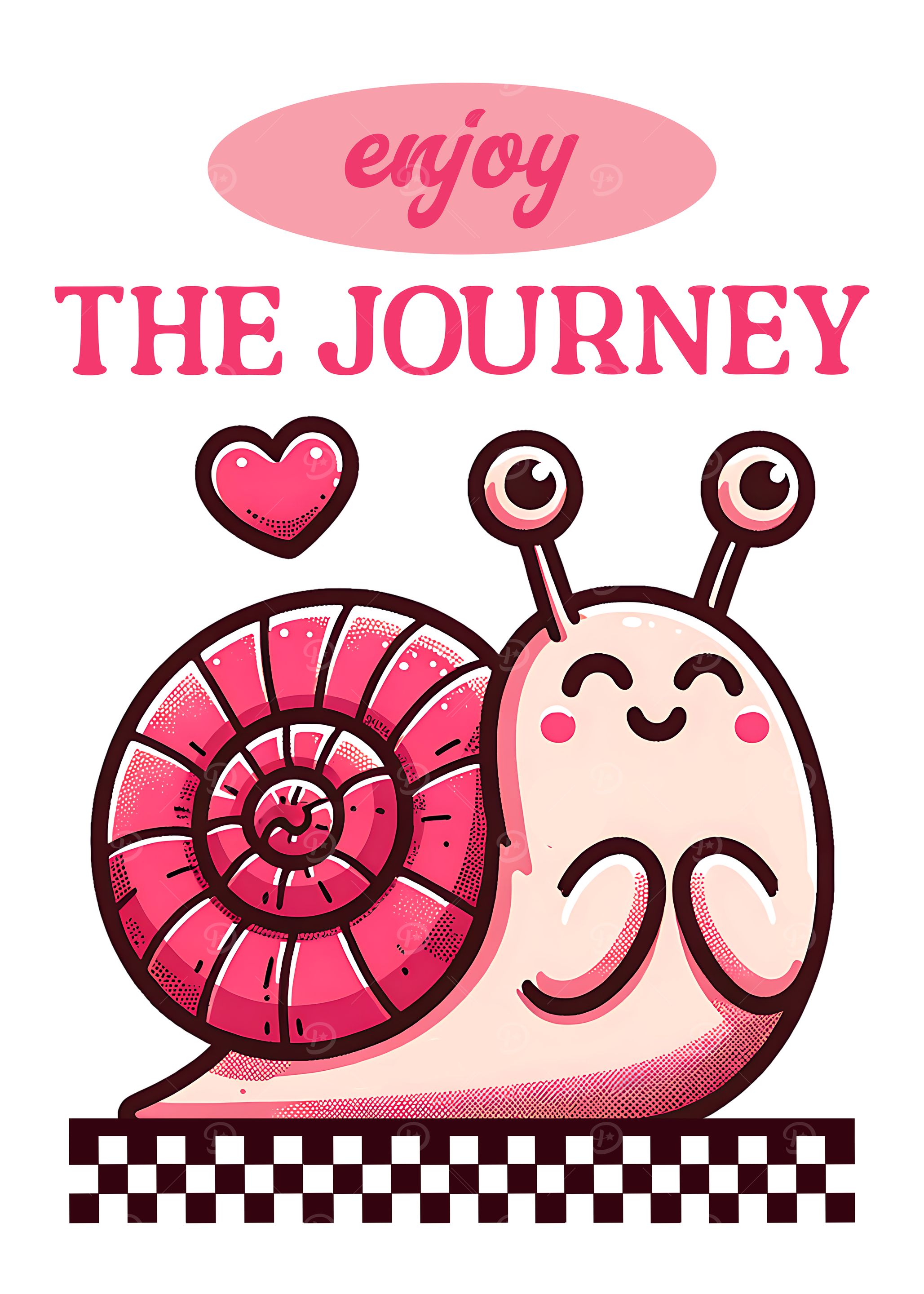 Enjoy the Journey Cute Retro Snail Mascot