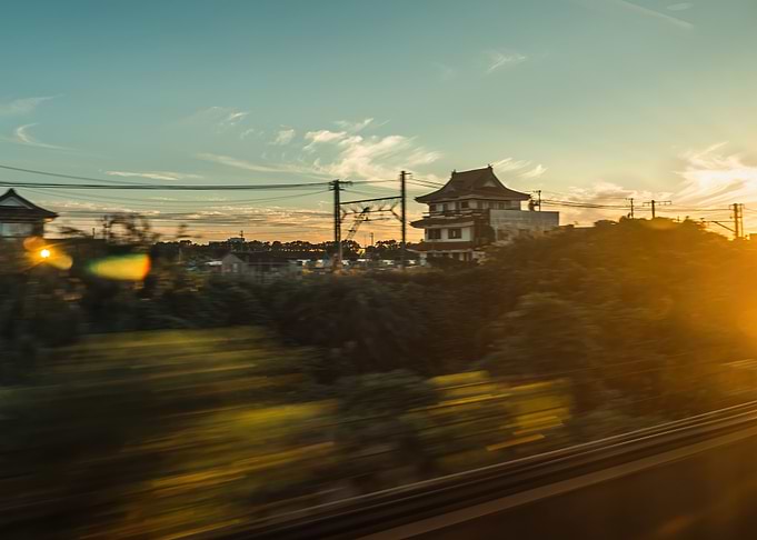 Sunset Train View - Shinkansen - Tōkaidō Line - Japan
