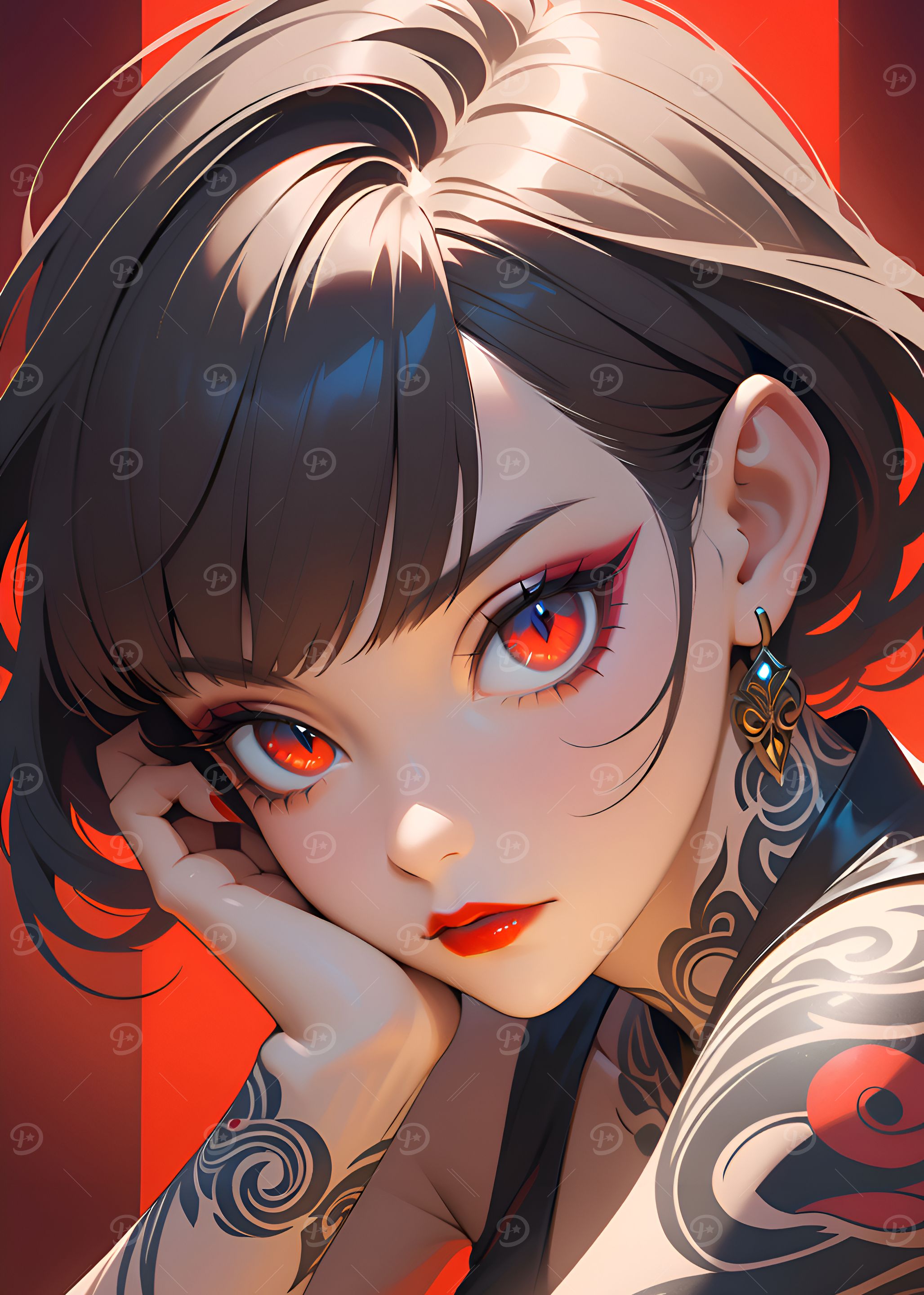 Anime Girl with Red Eyes
