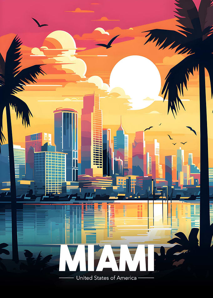 Miami Skyline Sunset