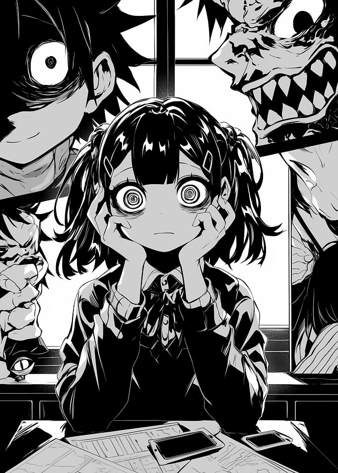 Anime Girl with Disturbed Expressions