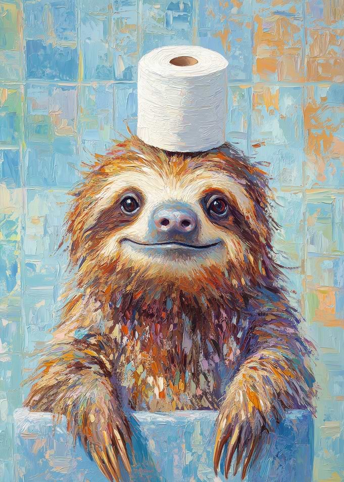 Sloth with Toilet Paper Hat