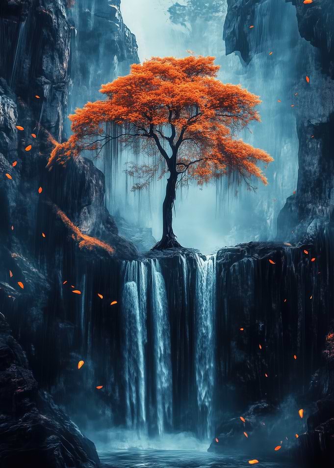 Autumn Tree Waterfall