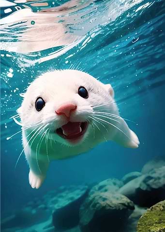 Smiling Otter Underwater