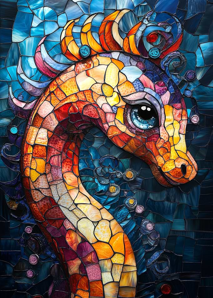 Stained Glass Seahorse