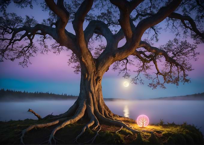 Mystical Tree by the Lake