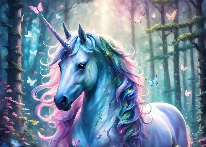 Magical Unicorn in Forest