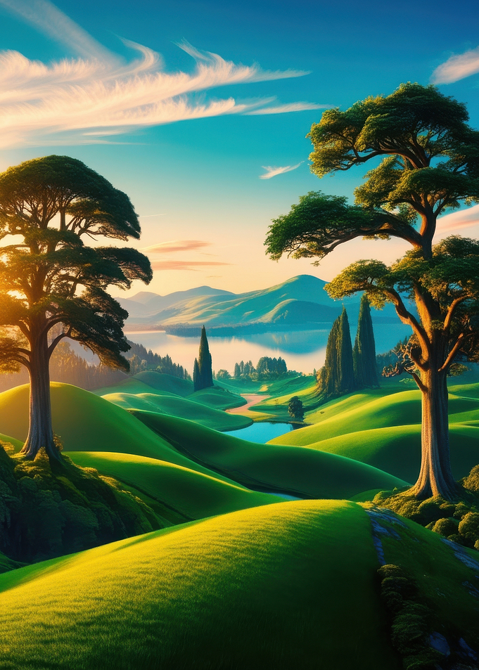 Sunrise Over Rolling Hills