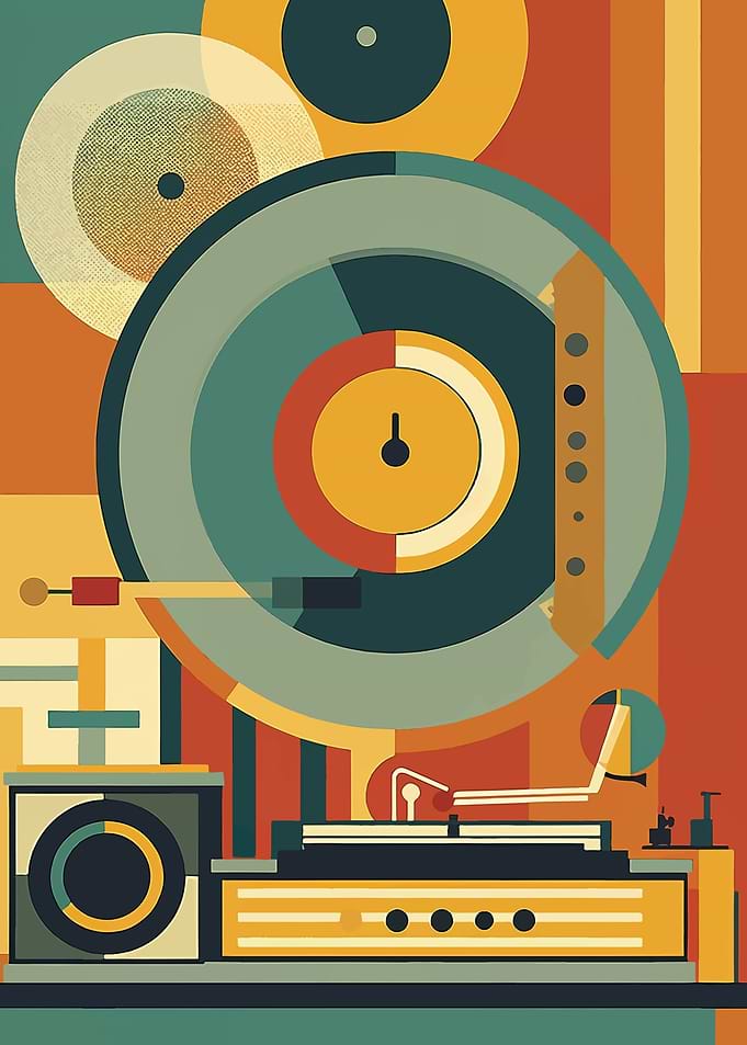 Retro Record Player Art