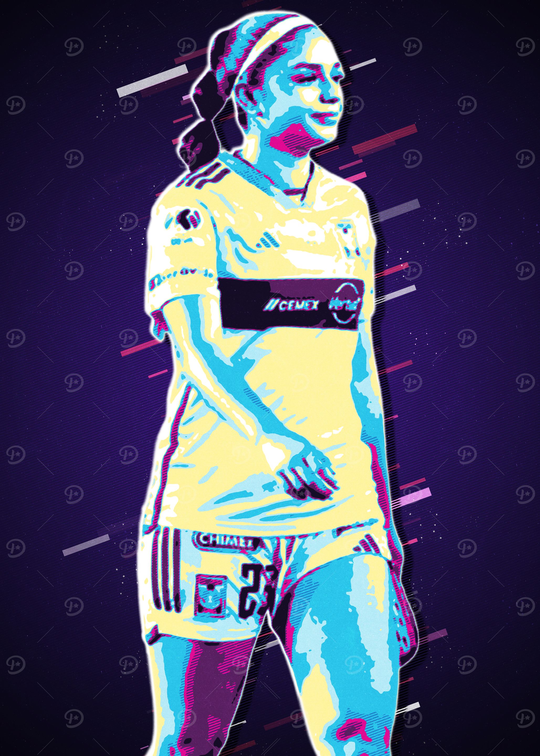 Jana gutieres Soccer Player in Retro Style