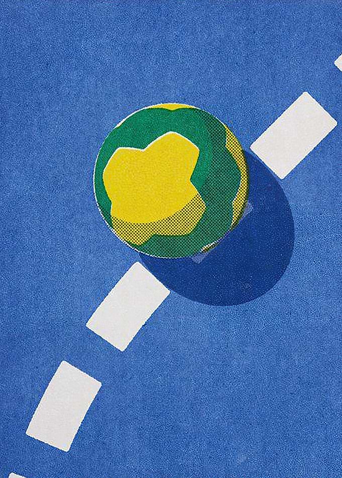 Yellow and Green Ball on Blue