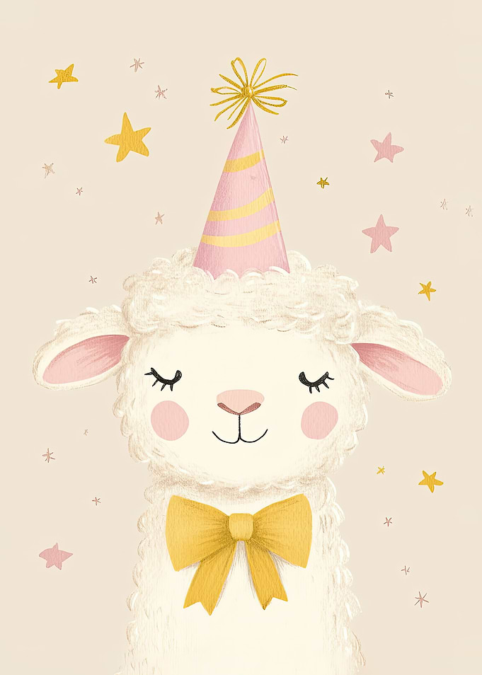 Cute Lamb with Party Hat